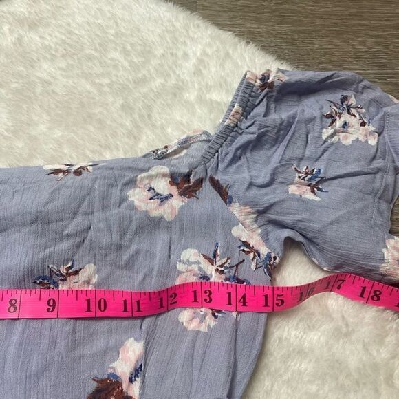 PrettyLittleThing Blue Off Shoulder Mini Dress Open Back Tie Floral Size 4 - Picture 7 of 10